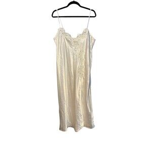 California Dynasty Satin Nightgown Nightie White Sequins Bridal Romantic Vintage